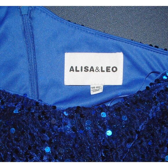 Girls Sz 14 Royal Blue Sparkly Sequin One Shoulder Lined Party Dress ALISA & LEO - Picture 6 of 6